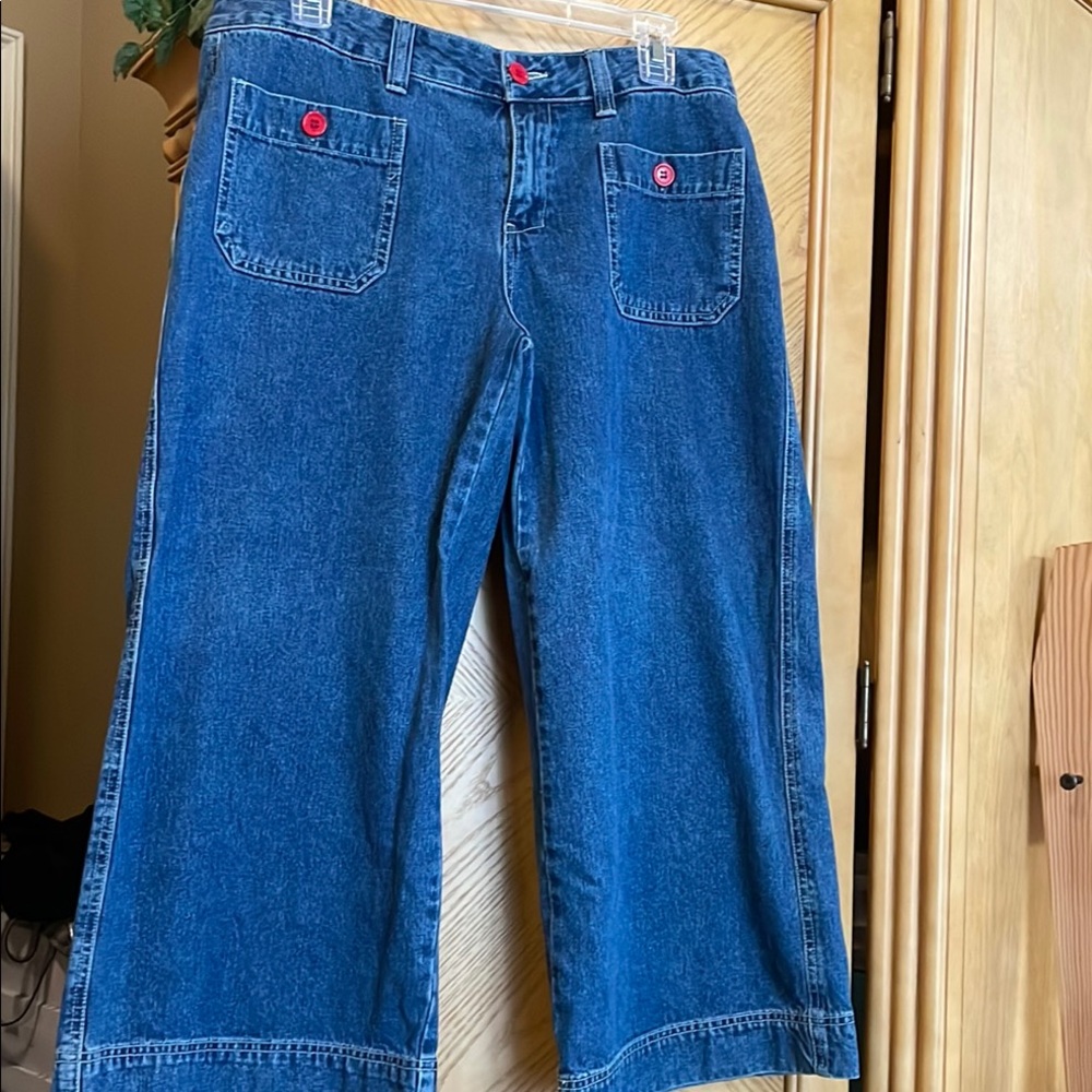 Jackie blue wide leg cropped jeans size 10 blue Denim Wide-Leg Jeans